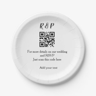結婚式ウェブサイトRSVP QRコード追加 名前テキスト ペーパープレート