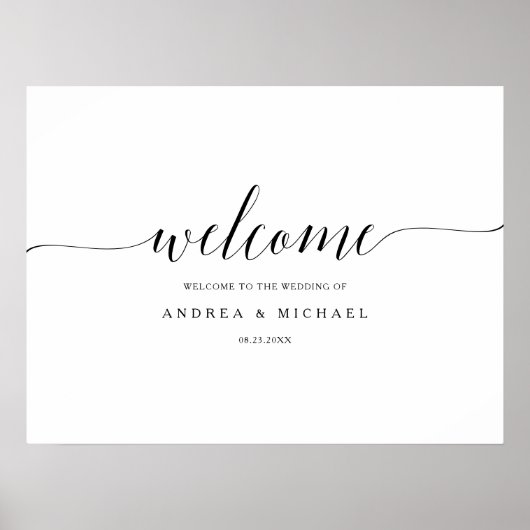 結婚式ウェルカムサインポスター - ロマンチックなカリグラフィー ポスター (正面)