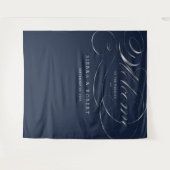 結婚式ウェルカムサイン エレガントな偽銀スクリプト タペストリー (正面(横))