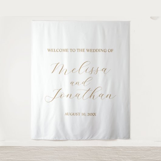 結婚式ウェルカムサイン 白＆ゴールド タペストリー (正面)