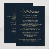 結婚式ウェルカム+スケジュール ネイビーブルー+ベージュ (正面/裏面)