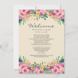 結婚式ウェルカム+スケジュール+ピンク+イエロー+ワイルドフラワー