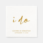 結婚式エレガントのミニマル金ゴールドと白 スタンダードカクテルナプキン (正面)