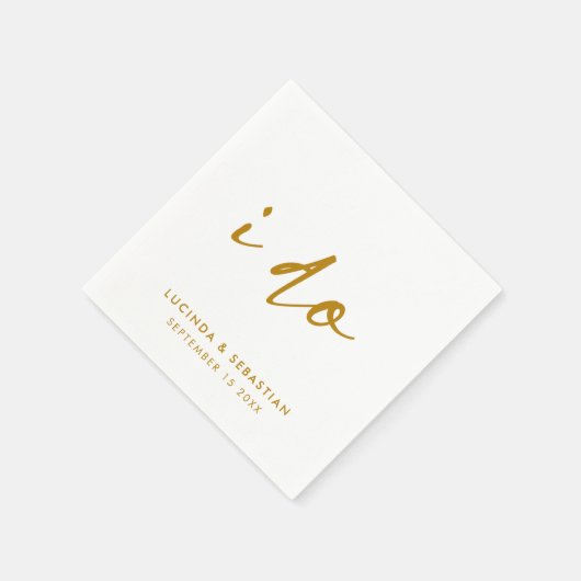 結婚式エレガントのミニマル金ゴールドと白 スタンダードカクテルナプキン (角)