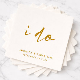 結婚式エレガントのミニマル金ゴールドと白 スタンダードカクテルナプキン