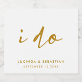 結婚式エレガントのミニマル金ゴールドと白 スパークリングワインラベル (シングルラベル)