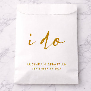 結婚式エレガントのミニマル金ゴールドと白 フェイバーバッグ