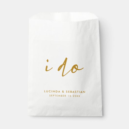 結婚式エレガントのミニマル金ゴールドと白 フェイバーバッグ (正面)