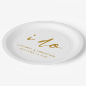 結婚式エレガントのミニマル金ゴールドと白 ペーパープレート (アングル)