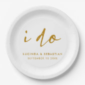 結婚式エレガントのミニマル金ゴールドと白 ペーパープレート (正面)