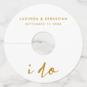 結婚式エレガントのミニマル金ゴールドと白 ワイングラスタグ (正面)