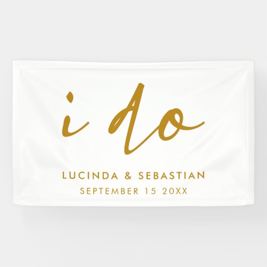 結婚式エレガントのミニマル金ゴールドと白 横断幕 (横)