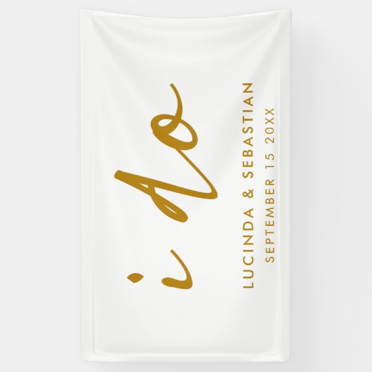 結婚式エレガントのミニマル金ゴールドと白 横断幕 (縦)