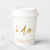 結婚式エレガントのミニマル金ゴールドと白 紙コップ (正面)