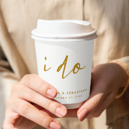 結婚式エレガントのミニマル金ゴールドと白 紙コップ