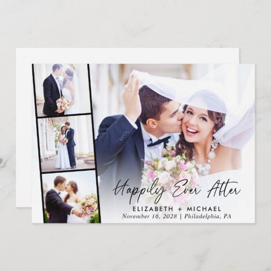 結婚式エレガントの披露宴の後ずっと幸せに撮影 招待状 (正面/裏面)