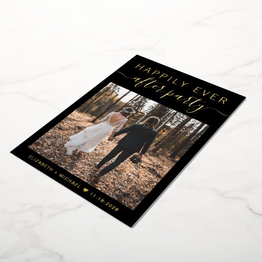 結婚式エレガントの披露宴の後ずっと幸せに 箔招待状 (回転した状態)