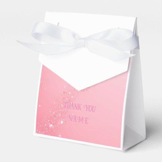 結婚式エレガントの招待のためのピンクのスパークルデザイン& フェイバーボックス (正面サイド)