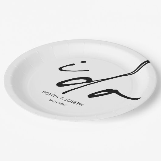 結婚式エレガントの日台本 ペーパープレート (アングル)