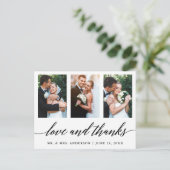 結婚式カリグラフィー 愛と感謝3枚の写真 ポストカード (スタンド正面)