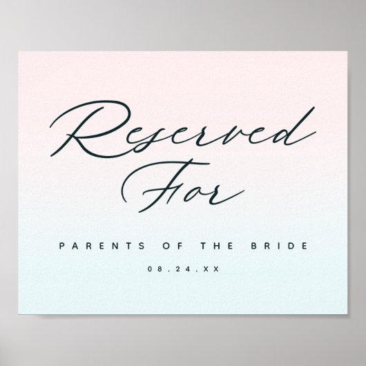 結婚式グラデーションの受付座席用に予約されている ポスター (正面)