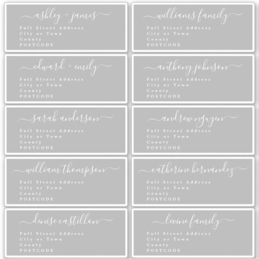 結婚式ゲスト住所ラベル UKレイアウト シール (正面)