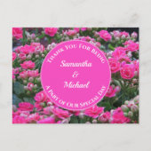 結婚式ゲスト感謝 ピンクの花 感謝 ポストカード (正面)
