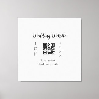 結婚式サイトQRコードスキャンカップル名入年シンプルMI キャンバスプリント