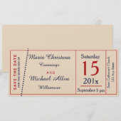 結婚式チケット レトロ風  Save The Date 発表 招待状 (正面/裏面)