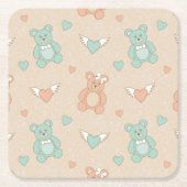 結婚式テディ スクエアペーパーコースター (正面)