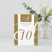 結婚式テーブルナンバーカード ゴールド モノグラム ポストカード (スタンド正面)