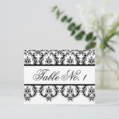 結婚式テーブルナンバーカード 白 黒 ダマスク ポストカード (スタンド正面)