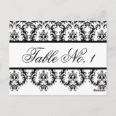 結婚式テーブルナンバーカード 白 黒 ダマスク ポストカード (裏面)