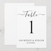 結婚式テーブルナンバーテンプレート: ラグジュアリーカリグラフィー (正面/裏面)