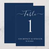 結婚式テーブルナンバーテンプレート: ラグジュアリーカリグラフィー (正面/裏面)