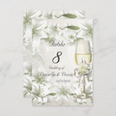 結婚式テーブルナンバー ベージュ グリーン 花柄 白 招待状 (正面/裏面)