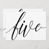 結婚式テーブルナンバー - ラグジュアリー タイポグラフィー - ブラック 5 招待状 (正面/裏面)