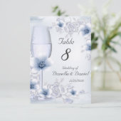 結婚式テーブルナンバー 花 青 銀 ローズ 招待状 (スタンド正面)