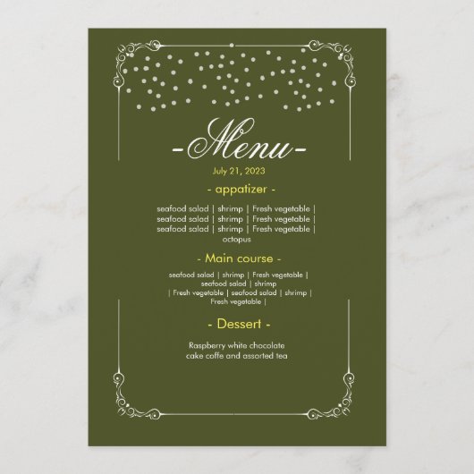 結婚式テーブルメニュー フラットメニュー メニュー (正面)