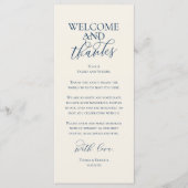 結婚式ディナーお礼カード ウェルカムアンドサンクス プログラム (正面)