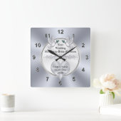 結婚式パーソナライズされたの壁掛け時計、愛の鳥、 スクエア壁時計 (ホーム)