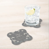 結婚式パーソナライズされたの灰色のフローラモダン ペーパーコースター (インサイチュ)