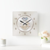 結婚式パーソナライズされたの贈り物の夫妻結婚の スクエア壁時計 (ホーム)