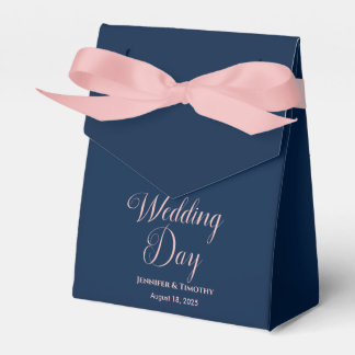 結婚式パーソナライズされた日ネイビエレガントーブルーの好意 フェイバーボックス