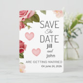 結婚式フラワーハート セーブ・ザ・デートカード (スタンド正面)