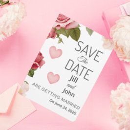 結婚式フラワーハート セーブ・ザ・デートカード