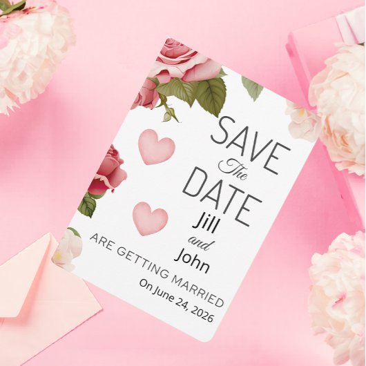 結婚式フラワーハート セーブ・ザ・デートカード