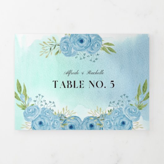 結婚式プレイスカード エレガントなオーダーメイド 三つ折りカード (カバー)