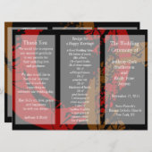 結婚式プログラムのパンフレットの赤茶色のリング プログラム (正面/裏面)