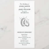 結婚式プログラムのミニマルな結婚指輪デザイン プログラム (正面)
